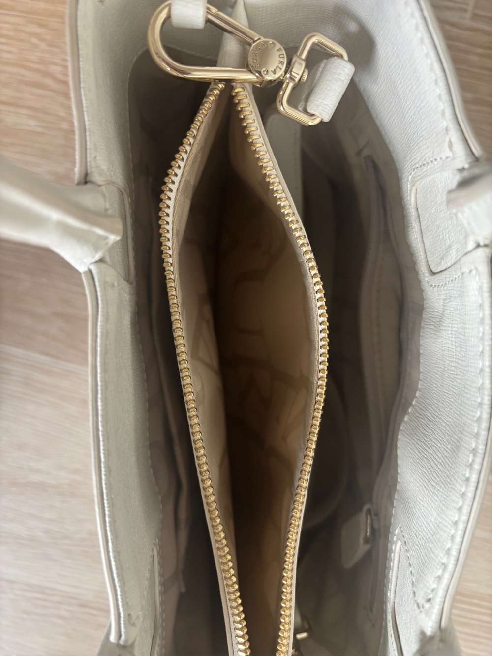 Furla White Saffiano Bag with Crossbody Strap - Picture 8 of 9